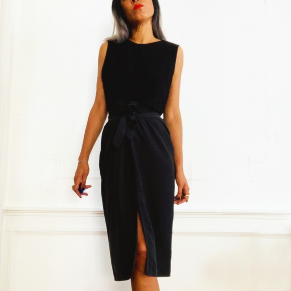 American Apparel Tie Waist Split Front Skirt - Picture 2 of 7